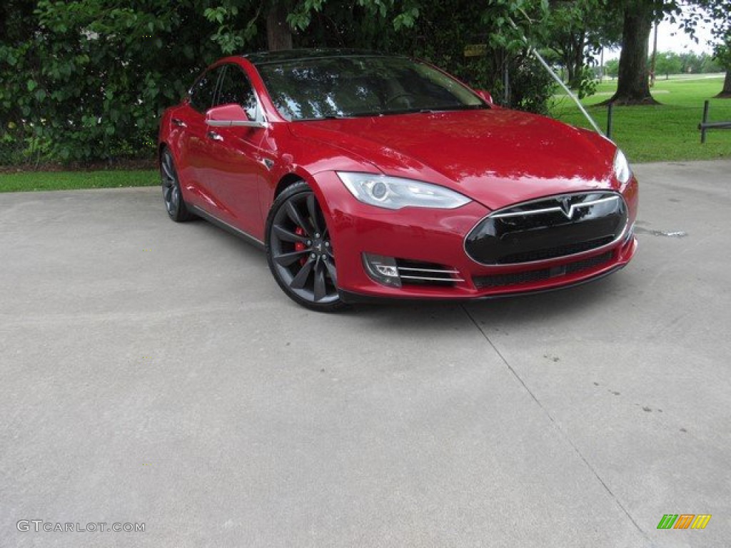 2015 Model S 90D - Red Multi-Coat / Grey photo #1