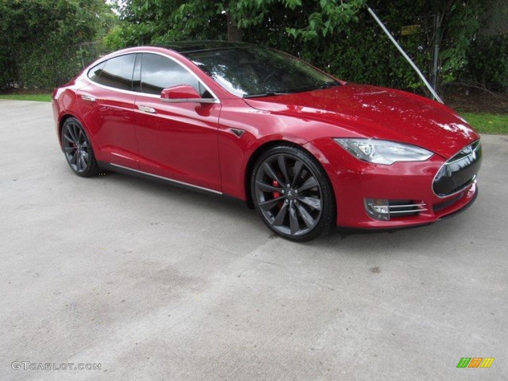 2015 Model S 90D - Red Multi-Coat / Grey photo #10