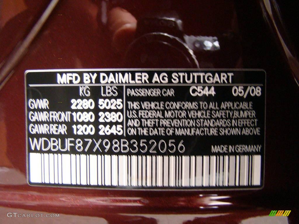 2008 E Color Code 544 for Barolo Red Metallic Photo #13345470