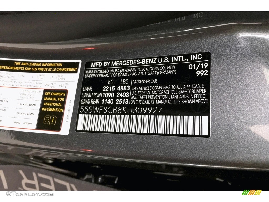 2019 C Color Code 992 for Selenite Grey Metallic Photo #133463305
