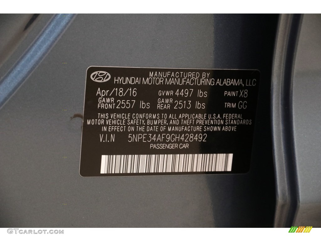 2016 Sonata Sport - Nouveau Blue / Gray photo #20