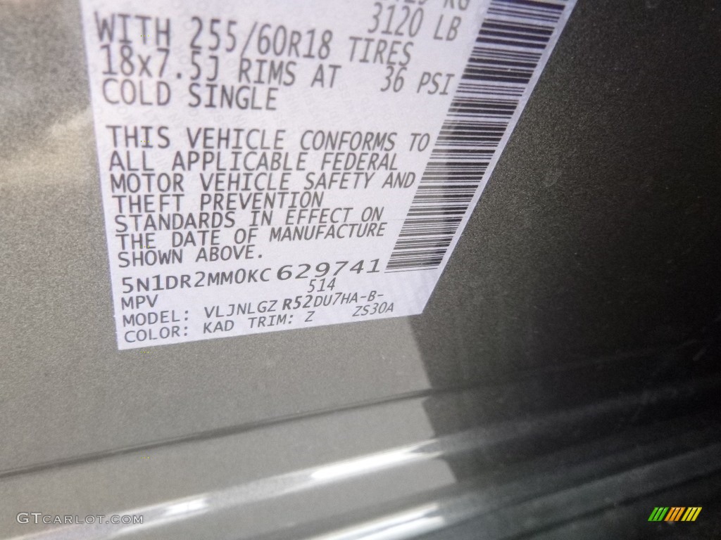 2019 Pathfinder Color Code KAD for Gun Metallic Photo #133468297