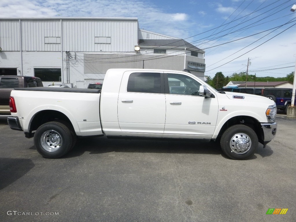 Pearl White 2019 Ram 3500 Laramie Longhorn Mega Cab 4x4 Exterior Photo #133477999