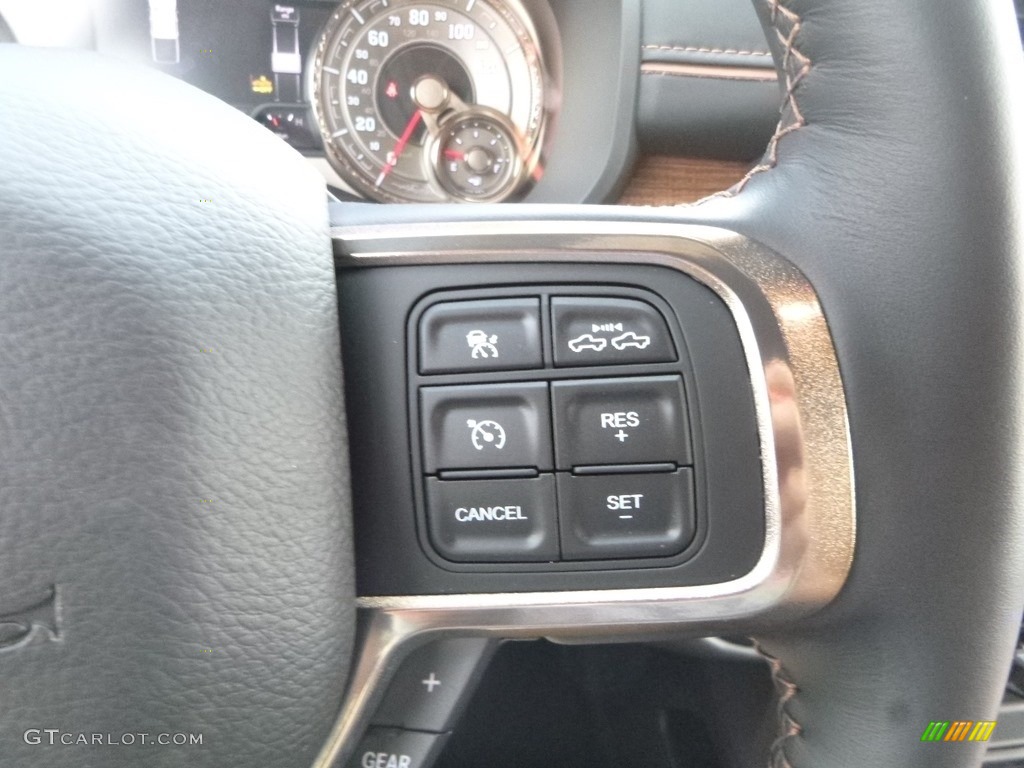2019 Ram 3500 Laramie Longhorn Mega Cab 4x4 Black/Cattle Tan Steering Wheel Photo #133478218