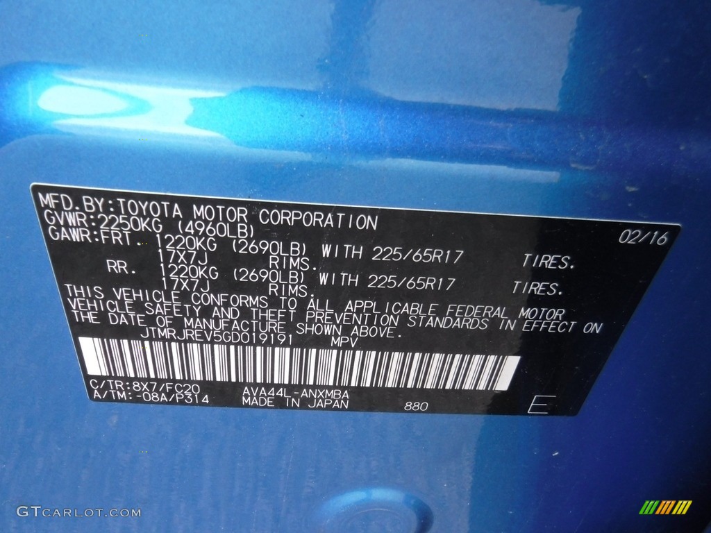 2016 RAV4 XLE AWD - Electric Storm Blue / Ash photo #28