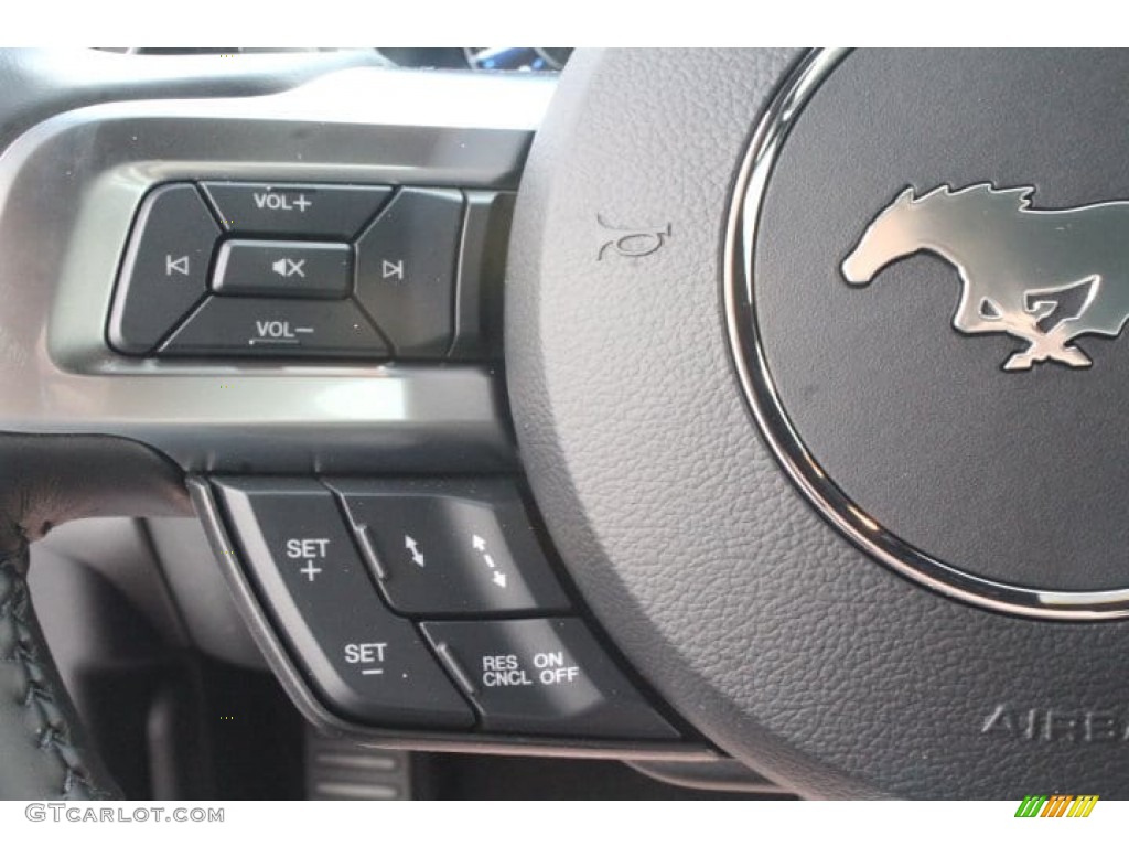 2019 Ford Mustang California Special Fastback Ebony w/Miko Suede and Red Accent Stitching Steering Wheel Photo #133487142