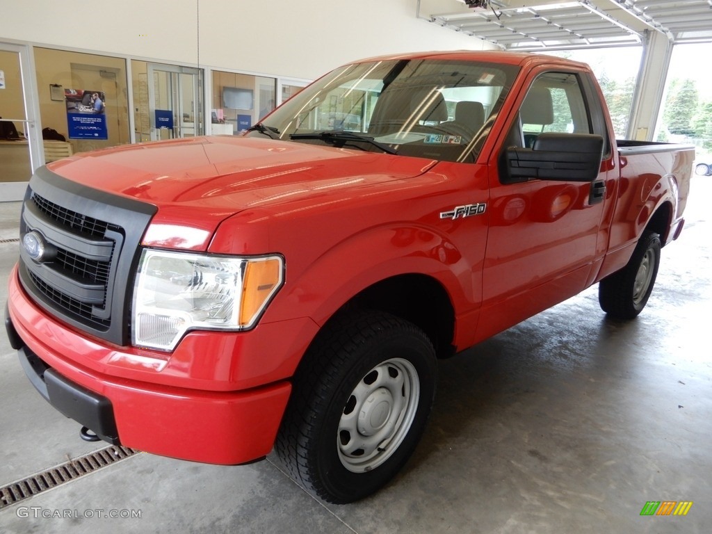 2013 F150 XL Regular Cab 4x4 - Vermillion Red / Steel Gray photo #9