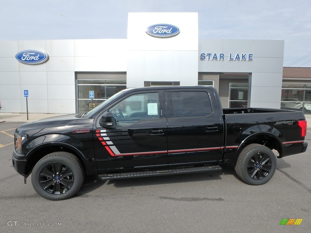 2019 F150 Lariat Sport SuperCrew 4x4 - Agate Black / Sport Black/Red photo #1