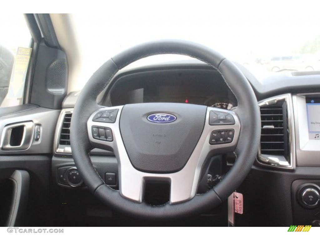 2019 Ford Ranger XLT SuperCrew Ebony Steering Wheel Photo #133497230