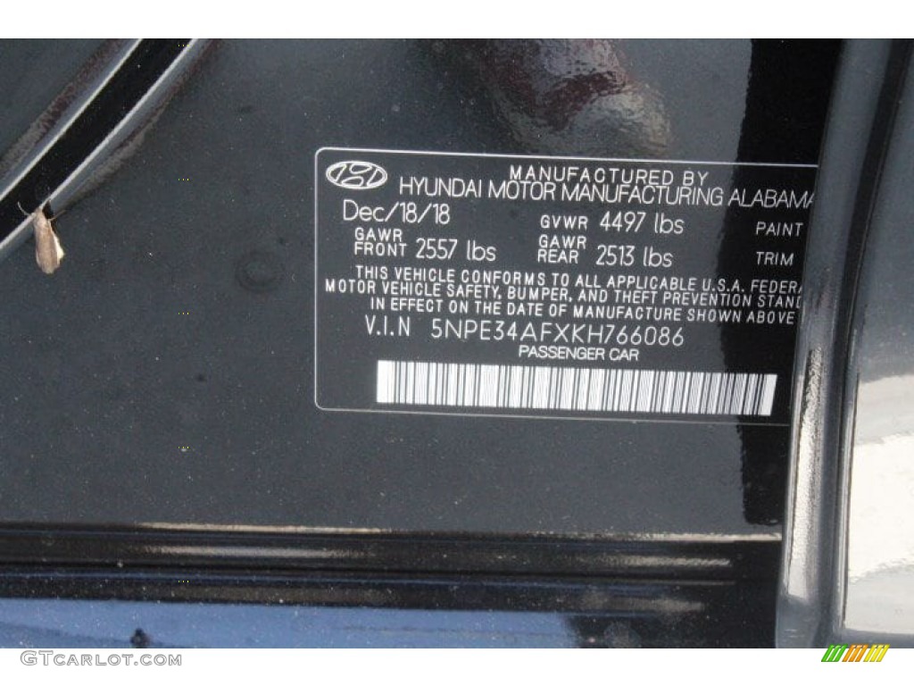 2019 Sonata Sport - Phantom Black / Black photo #24