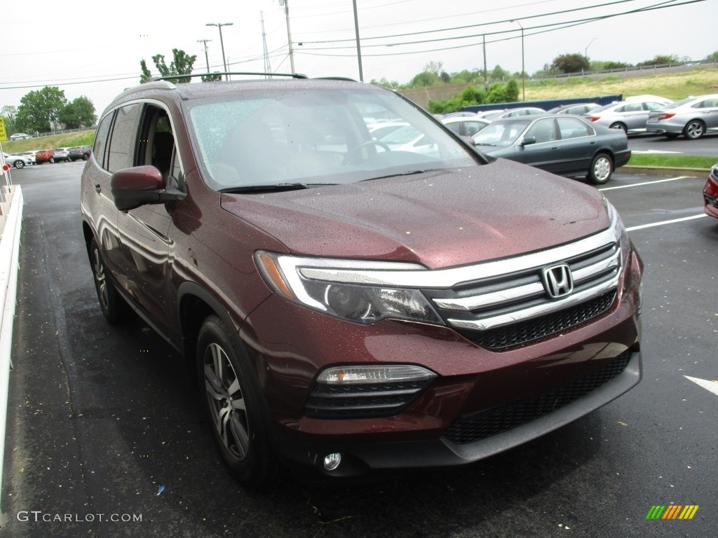 2016 Pilot EX-L AWD - Dark Cherry Pearl / Beige photo #7