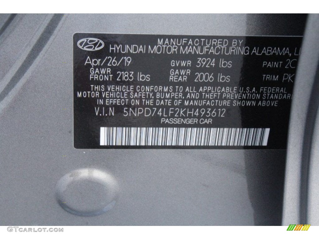 2019 Elantra SE - Machine Gray / Gray photo #22