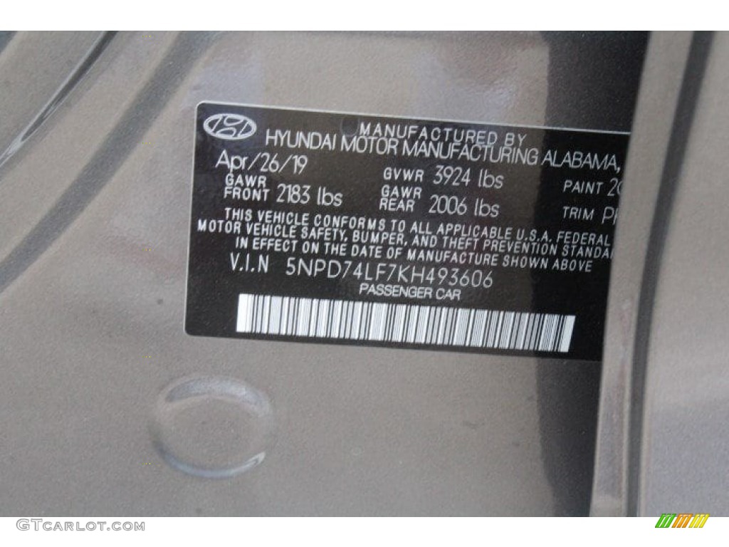 2019 Elantra SE - Machine Gray / Gray photo #22