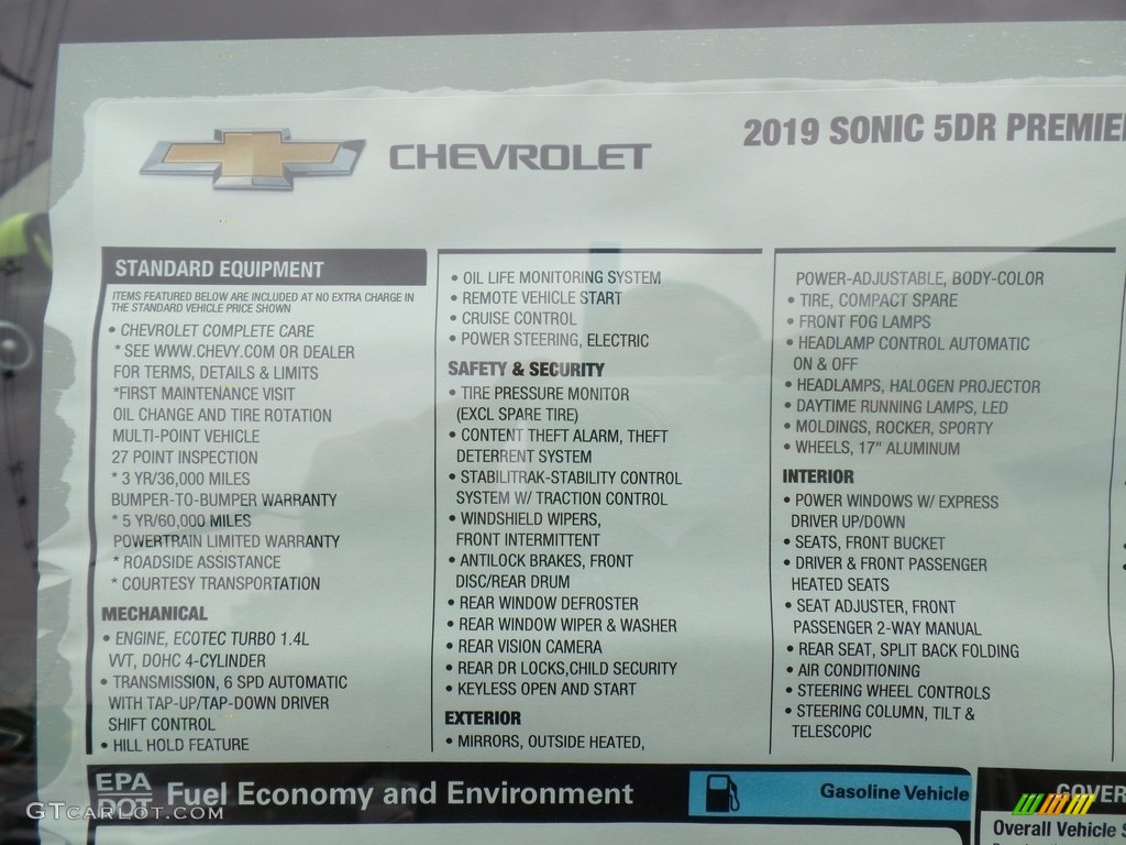 2019 Sonic Premier Hatchback - Shock / Jet Black photo #46