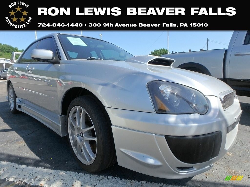 2004 Impreza WRX STi - Platinum Silver Metallic / Blue Ecsaine/Black photo #1