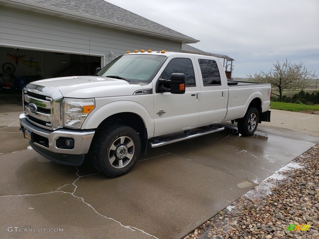 2014 F350 Super Duty Lariat Crew Cab 4x4 - White Platinum Tri-Coat / Adobe photo #5