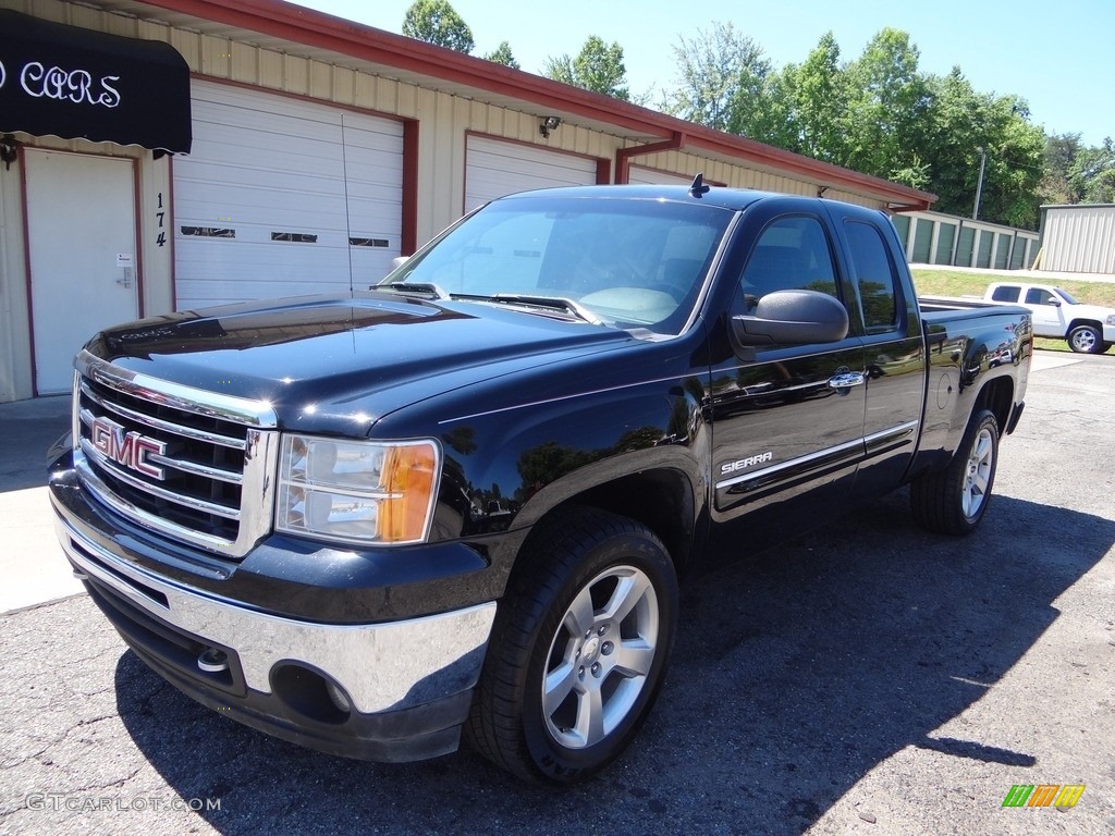 2012 Sierra 1500 SLE Extended Cab - Carbon Black Metallic / Ebony photo #4