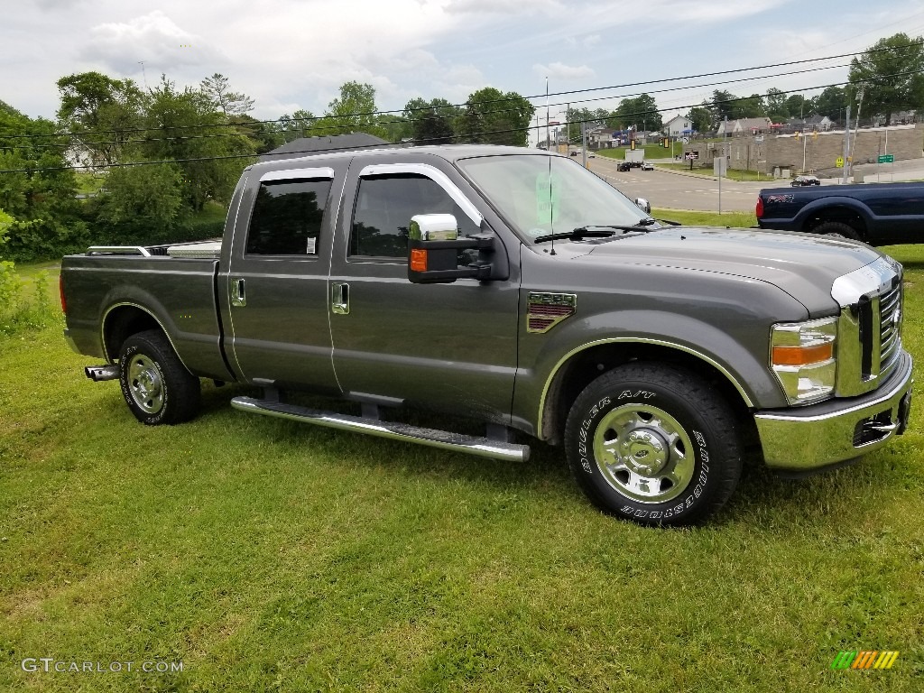 2008 F250 Super Duty XLT Crew Cab - Dark Shadow Grey Metallic / Medium Stone photo #8