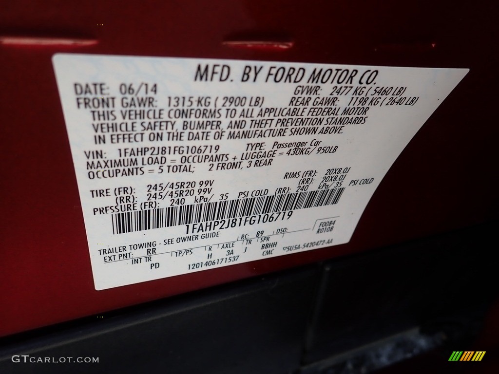 2015 Taurus Limited - Ruby Red Metallic / Dune photo #23