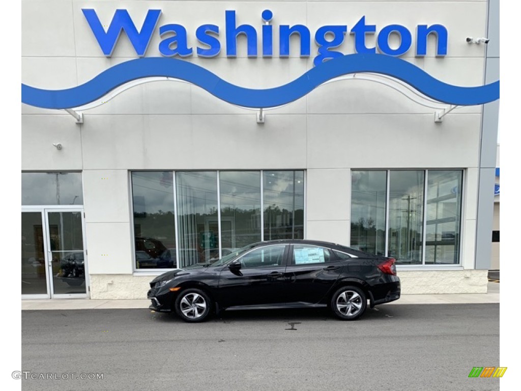 2019 Civic LX Sedan - Crystal Black Pearl / Gray photo #1