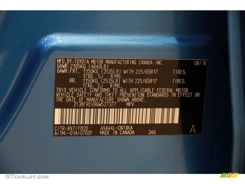 2016 RAV4 LE AWD - Electric Storm Blue / Black photo #19