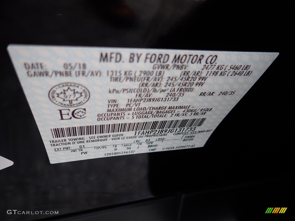 2018 Taurus Color Code G1 for Shadow Black Photo #133606982