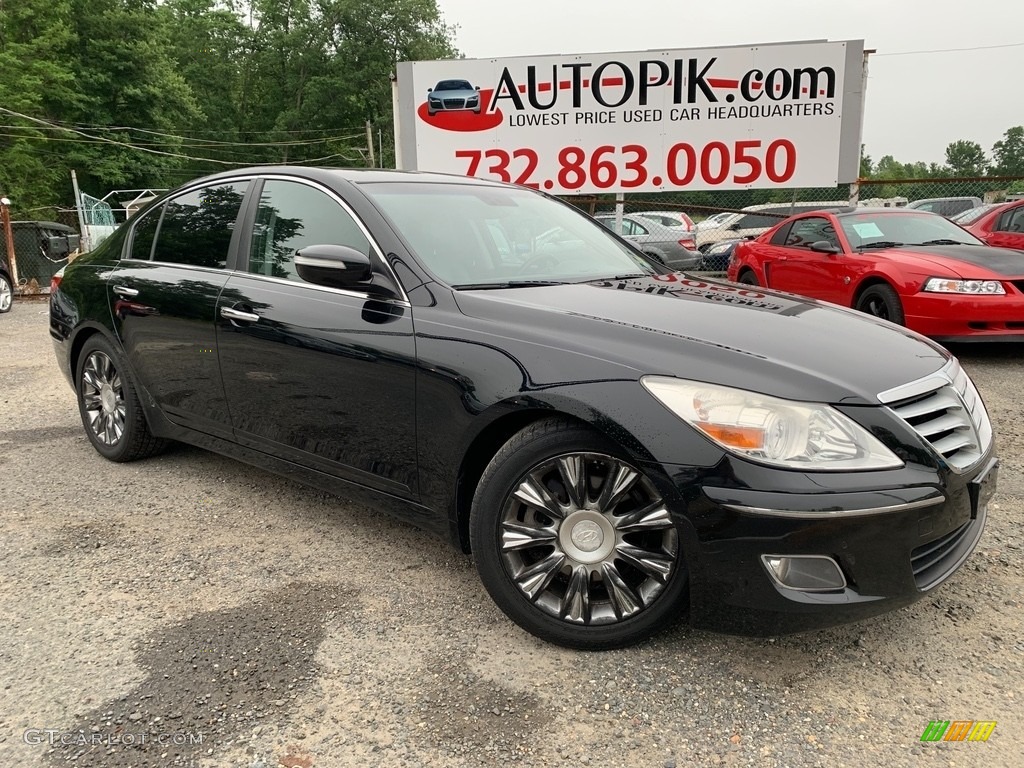 2009 Genesis 3.8 Sedan - Black Noir Pearl / Black photo #1