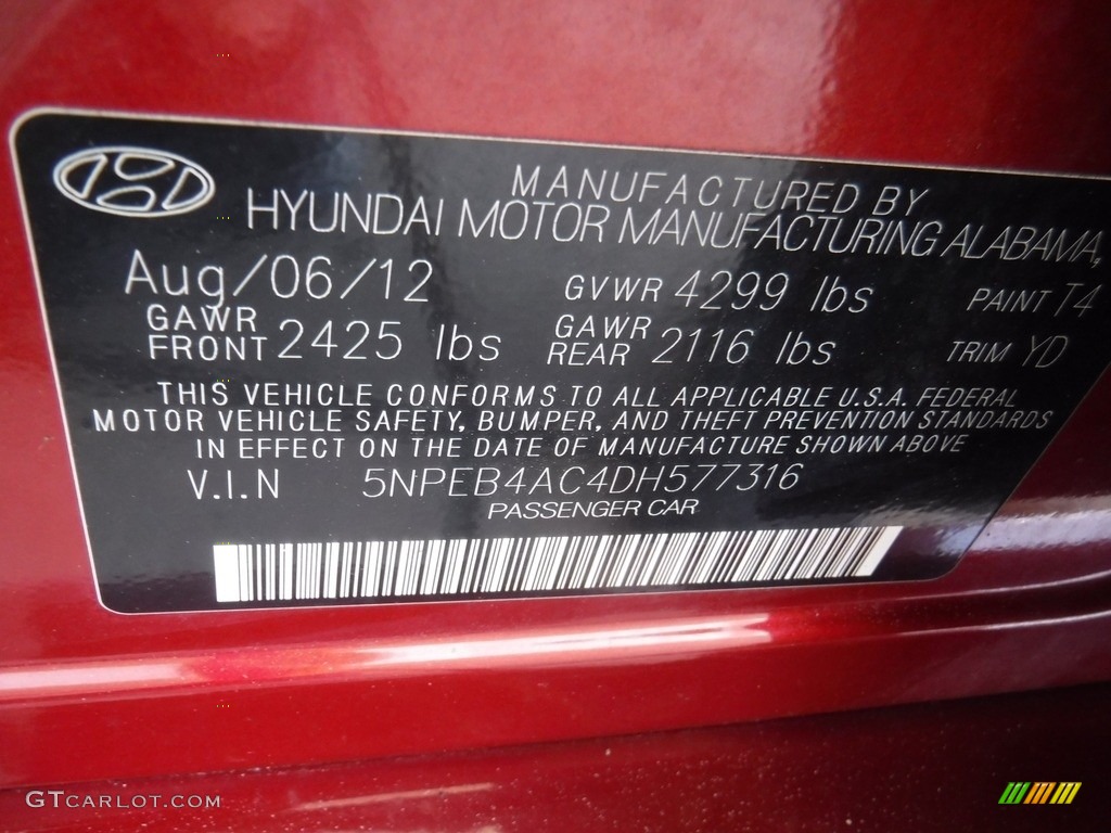 2013 Sonata GLS - Sparkling Ruby / Camel photo #26