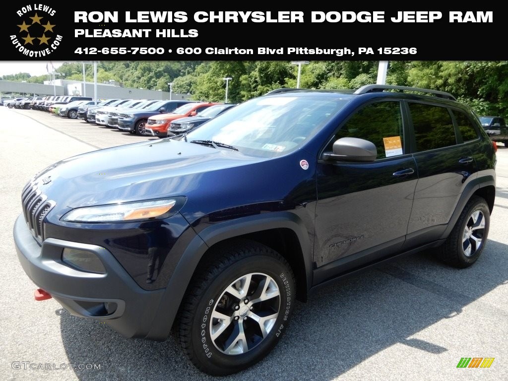 2014 Cherokee Trailhawk 4x4 - True Blue Pearl / Morocco - Black photo #1