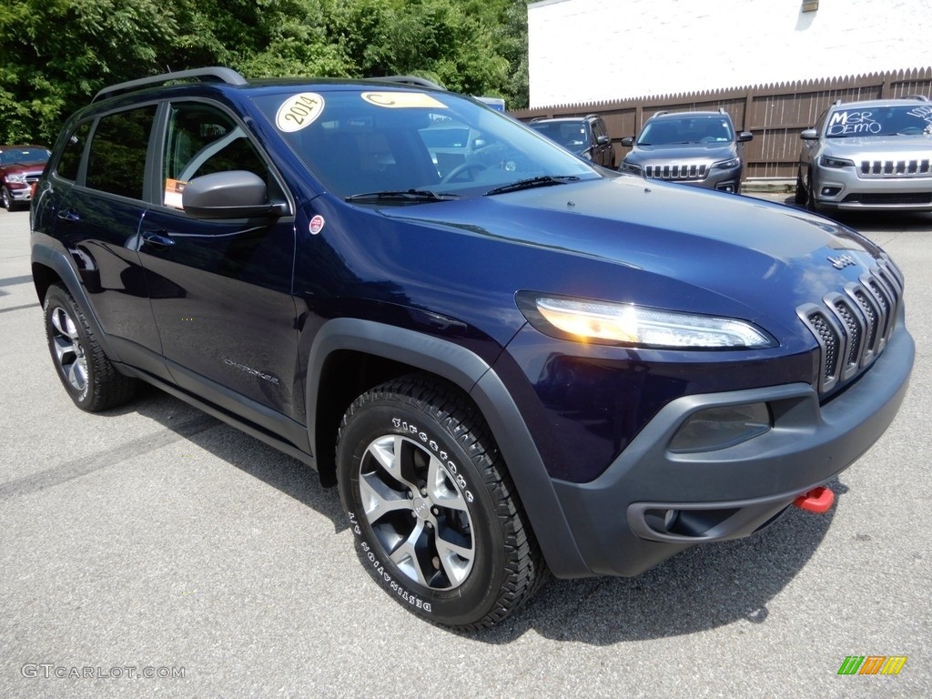 2014 Cherokee Trailhawk 4x4 - True Blue Pearl / Morocco - Black photo #8