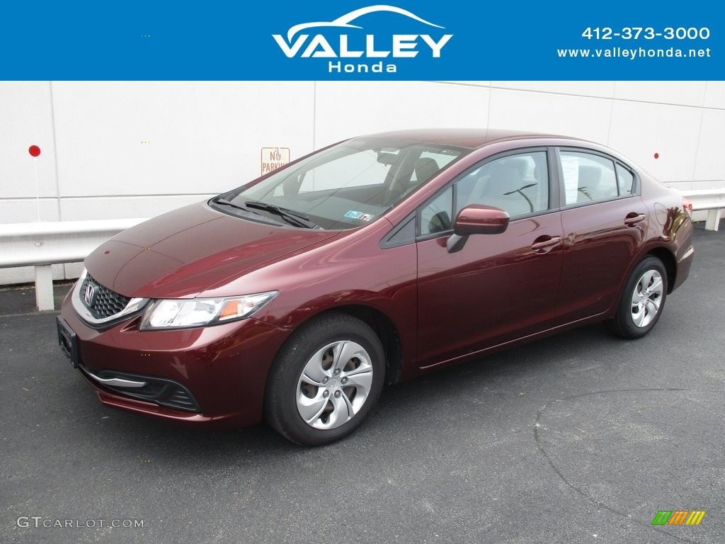 2015 Civic LX Sedan - Crimson Pearl / Beige photo #1