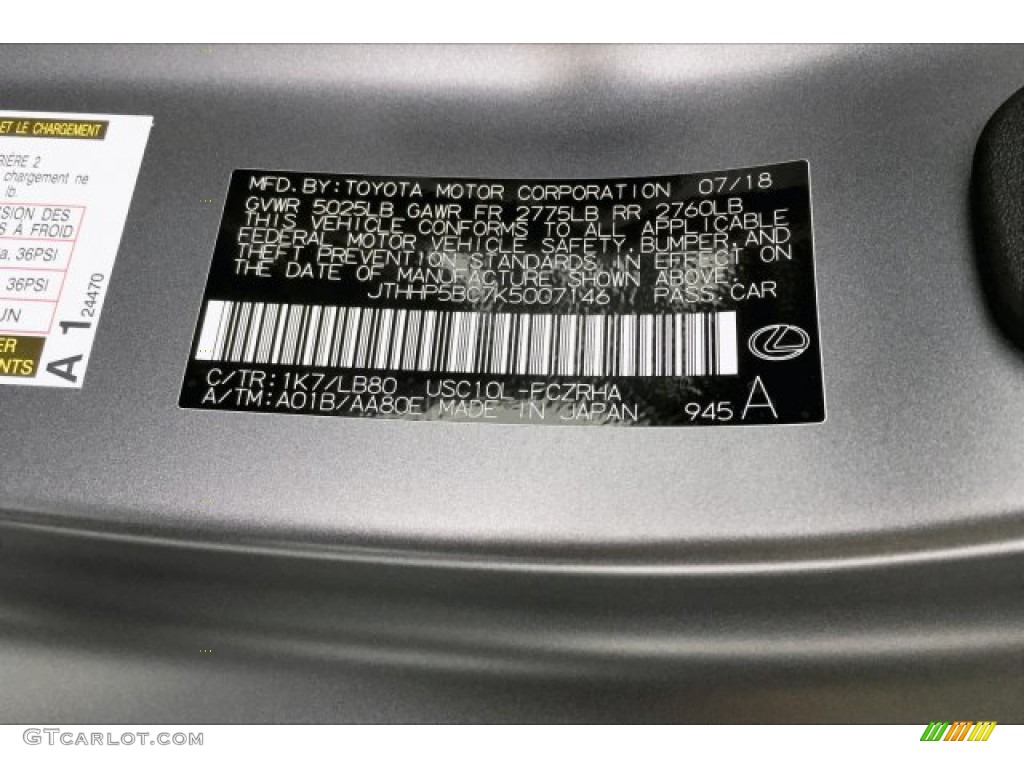 2019 RC Color Code 1K7 for Matte Nebula Gray Pearl Photo #133639990