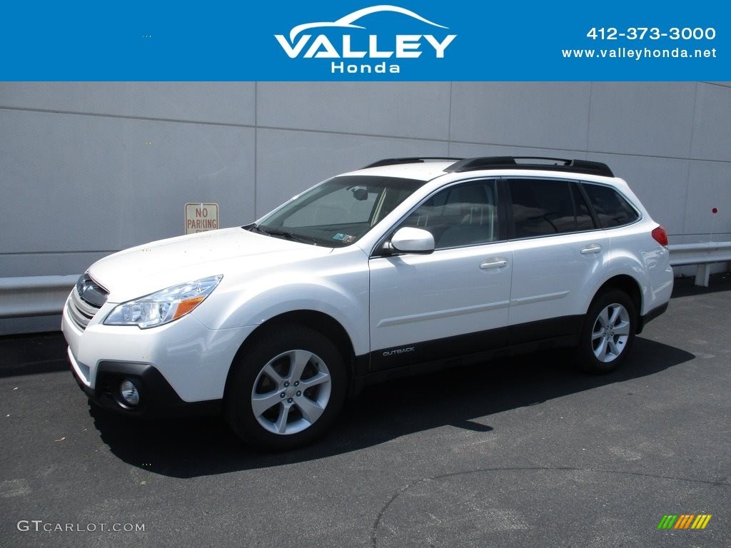2014 Outback 2.5i Premium - Satin White Pearl / Ivory photo #1
