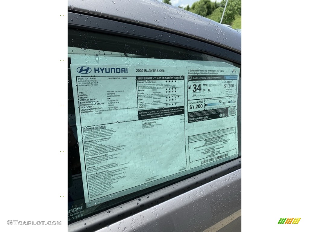 2020 Hyundai Elantra SEL Window Sticker Photo #133645297