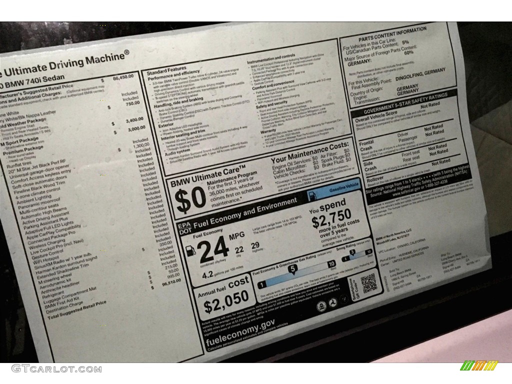 2020 7 Series 740i Sedan - Alpine White / Ivory White/Black photo #10
