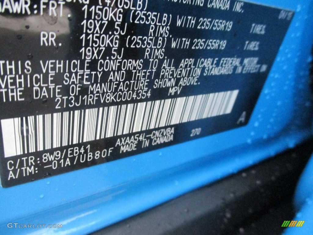 2019 RAV4 Color Code 8W9 for Blue Flame Photo #133648180