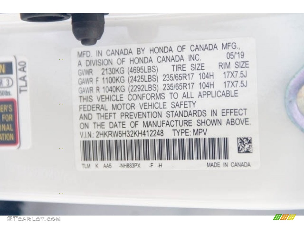 2019 CR-V LX - Platinum White Pearl / Ivory photo #35