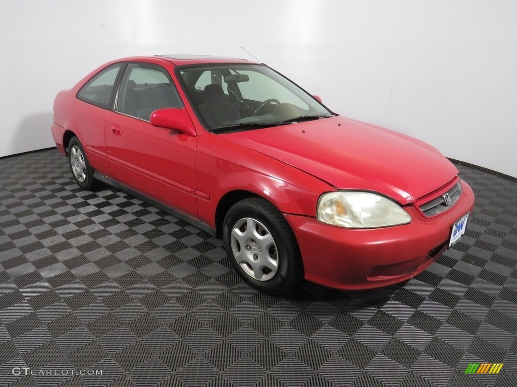 2000 Civic EX Coupe - Flamenco Black Pearl / Dark Gray photo #2
