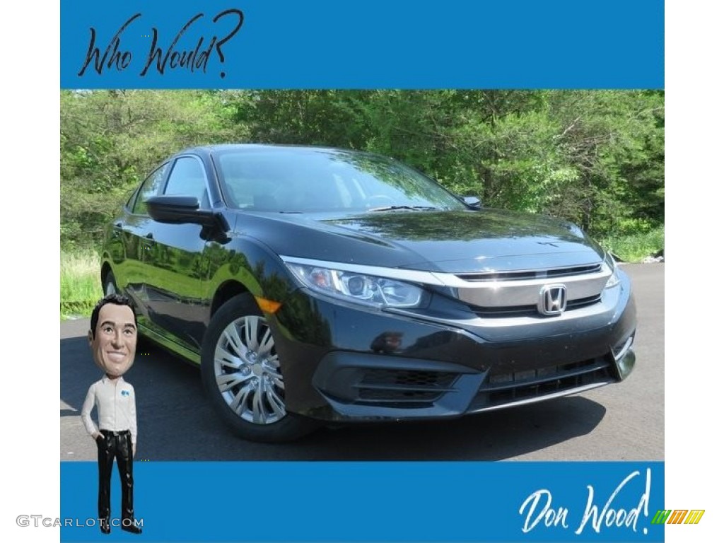 2017 Civic LX Sedan - Crystal Black Pearl / Black photo #1