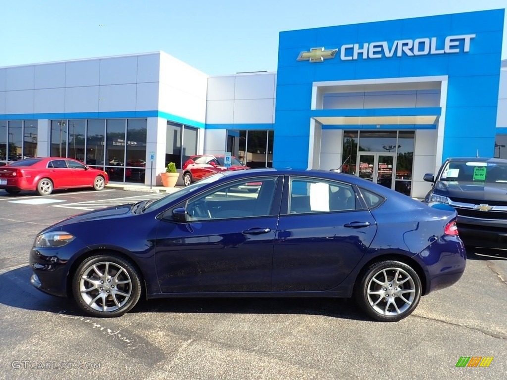 2015 Dart SXT - True Blue Pearl / Black/Light Tungsten Accent Stitching photo #3