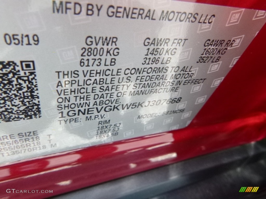 2019 Traverse LT AWD - Cajun Red Tintcoat / Jet Black photo #17