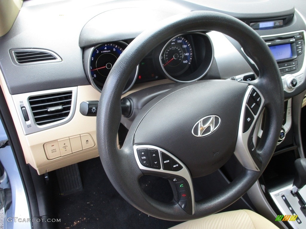 2012 Elantra GLS - Blue Sky Metallic / Beige photo #13