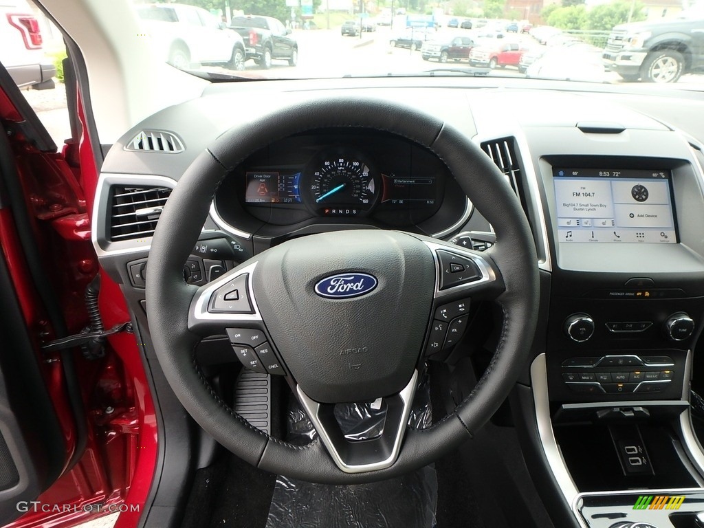 2019 Ford Edge SEL AWD Ebony Steering Wheel Photo #133699443