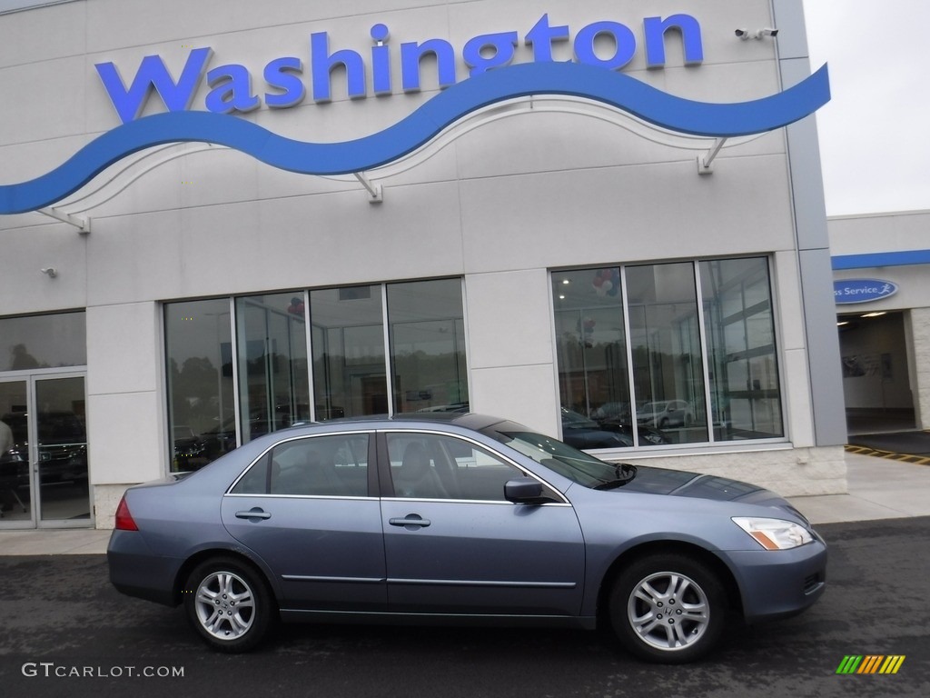 2007 Accord EX-L Sedan - Cool Blue Metallic / Gray photo #2