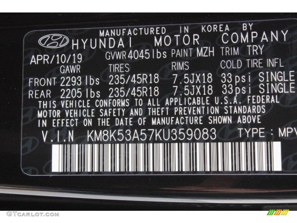 2019 Kona Color Code MZH for Ultra Black Photo #133721066