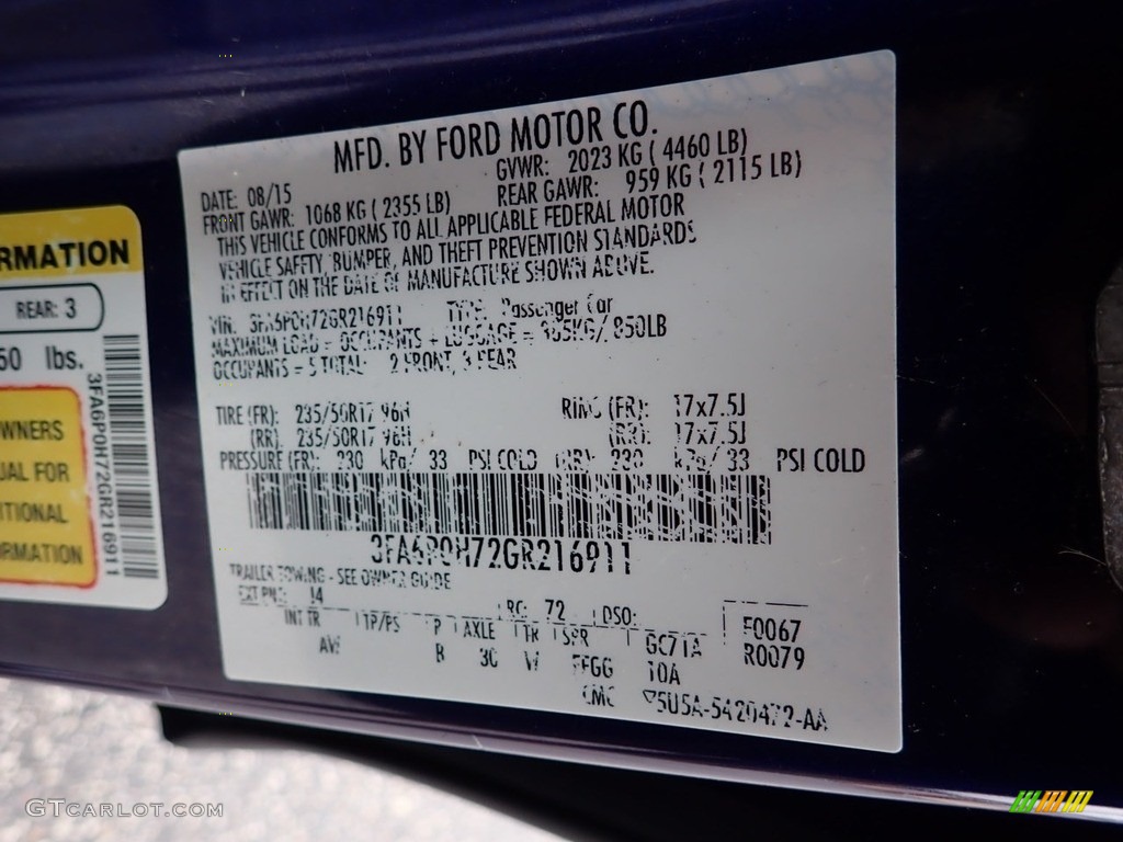 2016 Fusion SE - Deep Impact Blue Metallic / Charcoal Black photo #28