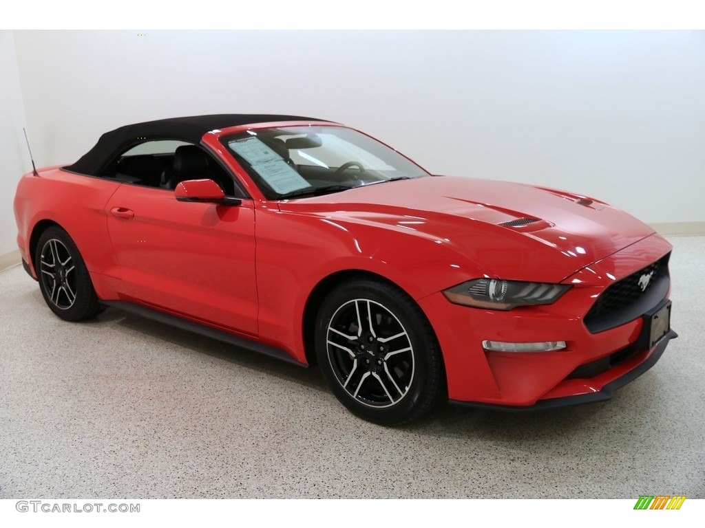 Race Red 2019 Ford Mustang EcoBoost Premium Convertible Exterior Photo #133740422