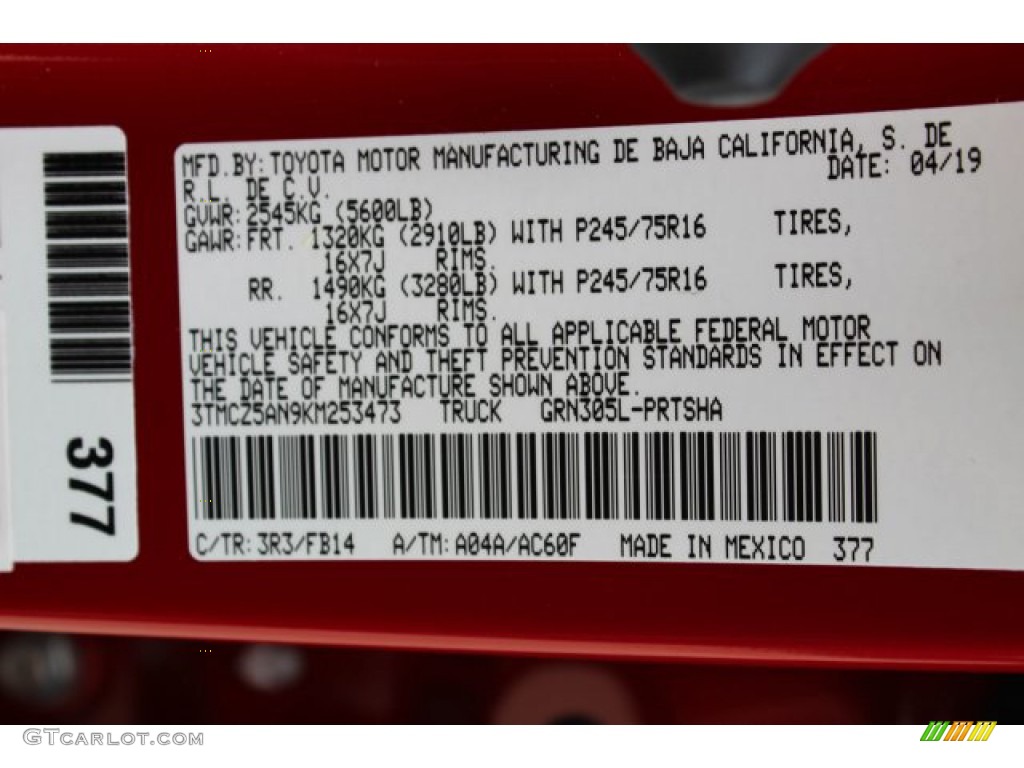 2019 Tacoma SR Double Cab 4x4 - Barcelona Red Metallic / Cement Gray photo #23