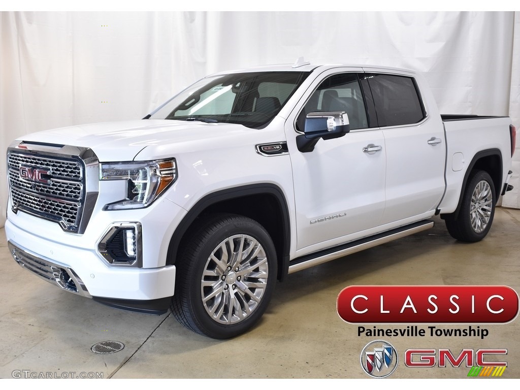 2019 Sierra 1500 Denali Crew Cab 4WD - White Frost Tricoat / Dark Walnut/­Dark Ash Grey photo #1