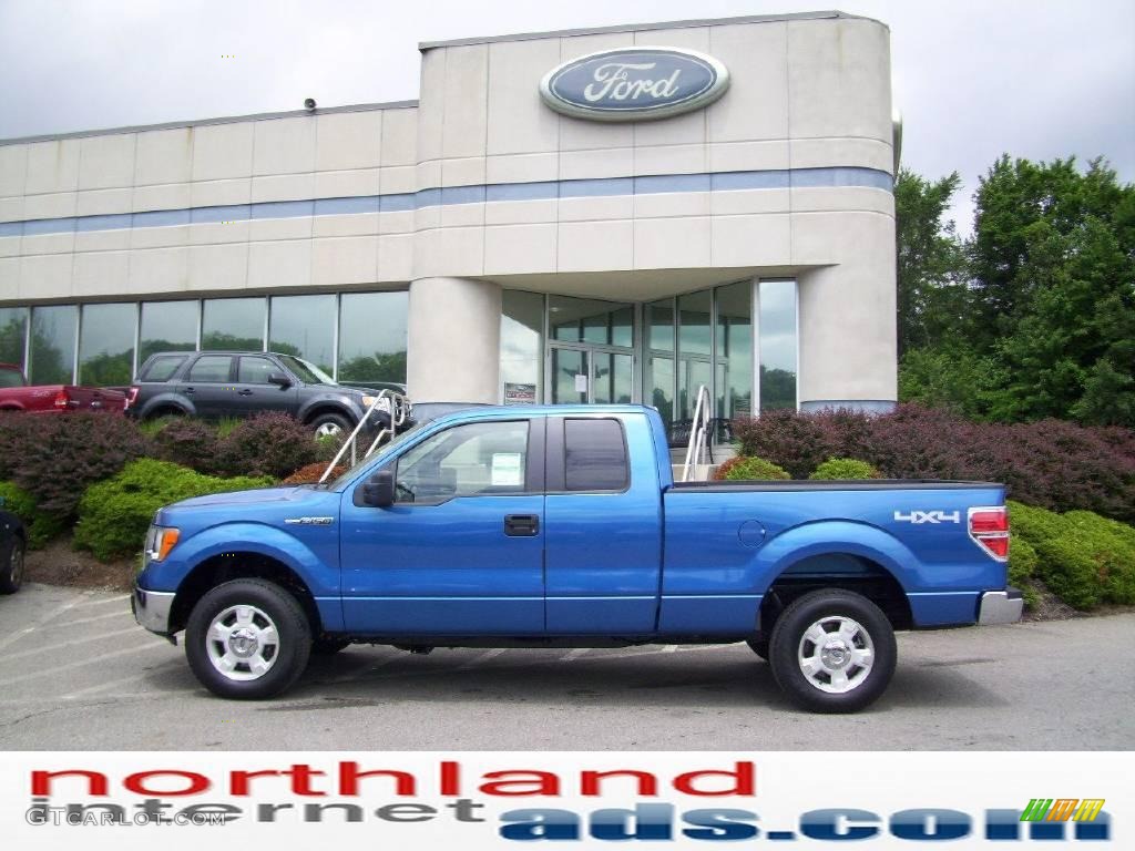 2009 F150 XLT SuperCab 4x4 - Blue Flame Metallic / Stone/Medium Stone photo #1